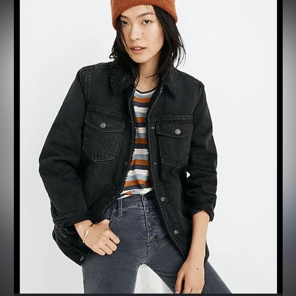 Madewell Jackets & Blazers - Madewell The Oversized Trucker Jean Jacket in Washed Black XXS